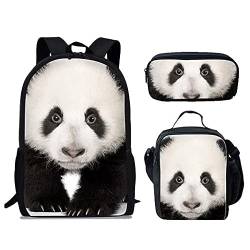 Amzbeauty Rucksack und Lunchtasche mit französischer Bulldogge, Set für Jungen und Mädchen, Kinder, Grundschule, Mittelschule, 3-in-1-Rucksack-Set, Ein Panda von Amzbeauty