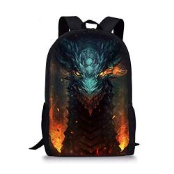 Rucksack mit coolem Drachen-Druck, beliebte Büchertasche, Schulrucksack für Grundschule oder Mittelschule, Jungen und Mädchen von Amzbeauty