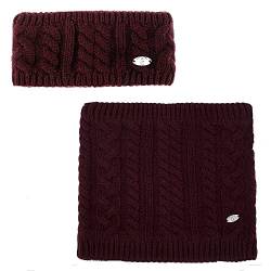 AnJuHoPa Snood Winter Frauen Zopfmuster Schal gestrickt Halswärmer Thermal Fleece gefüttert Klassischen Stil HeadNeck2pcsBGY von AnJuHoPa