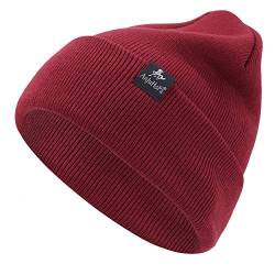 AnJuHoPa Unifarbene Beanie doppelt gestrickt Mütze hautfreundlich weich elastische Stricke Hüte Unisex Burgundy von AnJuHoPa