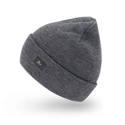 AnJuHoPa Unifarbene Beanie doppelt gestrickt Mütze hautfreundlich weich elastische Stricke Hüte Unisex Grau von AnJuHoPa