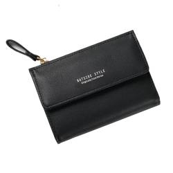 AnWILL Portemonnaie Damen Klein Schwarz im Kurzformat Mini Portmonee Damen Geldbörse Damen Kleiner Viele Fächer Geldbeutel Damen Kleine Mit Münzfach Brieftasche PU Leder Damengeldbörsen Wallet von AnWILL