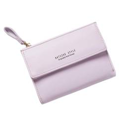 AnWILL Portemonnaie Damen Klein im Kurzformat Helllila Mini Geldbörse Damen Kleiner Viele Fächer Portmonee Damen Geldbeutel Damen Kleine Mit Münzfach Brieftasche PU Leder Damengeldbörsen Wallet von AnWILL