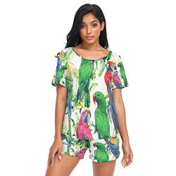 Anantty Damen Schlafanzug-Set Bunt Fisch Sommer Pyjama Woman Set, T-Shirt und Shorts Lounge Set Sleepwear Nachtwäsche von Anantty