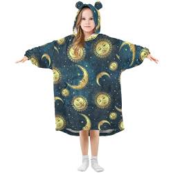 Anantty Galaxy Sun Moon Star Kinder Tragbare Decke Hoodie Oversized Sweatshirt Decke Pullover für 3-14 Jahre Jungen Mädchen, Multicolor, L von Anantty