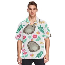 Anantty Herren Hawaii-Hemden Blumenmuster Blume Igel Strand Hemden Button Down Kurzarm Casual Aloha Shirts Kurzarm, mehrfarbig, L von Anantty