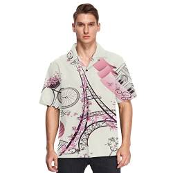 Anantty Herren Hawaii-Hemden Frankreich Paris Eiffelturm Strand Hemden Button Down Kurzarm Casual Aloha Shirts Kurzarm, mehrfarbig, XXL von Anantty