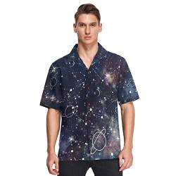 Anantty Herren Hawaii-Hemden Galaxy Night Print Strand Shirts Button Down Kurzarm Casual Aloha Shirts Kurzarm, mehrfarbig, L von Anantty