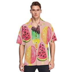 Anantty Herren Hawaii-Hemden Süße Eiscreme Wassermelone Strand Shirts Button Down Kurzarm Casual Aloha Shirts Kurzarm, mehrfarbig, M von Anantty