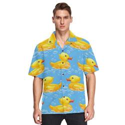 Anantty Herren Hawaii-Hemden süße Gummiente Strandhemden Button-Down Kurzarm Casual Aloha Shirts Kurzarm, mehrfarbig, M von Anantty