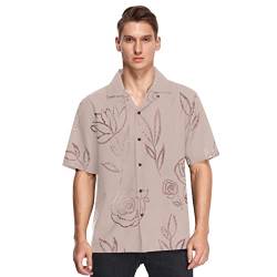 Anantty Herren Hawaiihemd Rose Gold Blume Muster Casual Kurzarm Hawaiihemd Urlaub Sommer Aloha Bedruckter Strand Beilaufig Hawaii Hemd von Anantty