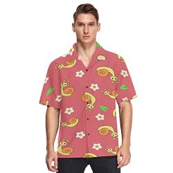 Anantty Herren Hawaiihemd Süß Schnecke Blume Casual Kurzarm Hawaiihemd Urlaub Sommer Aloha Bedruckter Strand Beilaufig Hawaii Hemd von Anantty