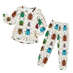 Anantty Kinder Schlafanzug-Set Karikatur Insekt Fehler Muster Pyjama Woman Set, Lang Nachtwäsche Hausanzug Negligee Sleepwear für Jungen Mädchen von Anantty