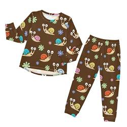 Anantty Kinder Schlafanzug-Set Niedliche Schnecken Blume Pyjama Woman Set, Lang Nachtwäsche Hausanzug Negligee Sleepwear für Jungen Mädchen von Anantty