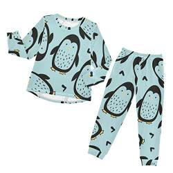 Anantty Kinder Schlafanzug-Set Schön Pinguin Muster Pyjama Woman Set, Lang Nachtwäsche Hausanzug Negligee Sleepwear für Jungen Mädchen von Anantty