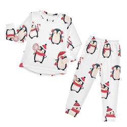 Anantty Kinder Schlafanzug-Set Süß Pinguin Pyjama Woman Set, Lang Nachtwäsche Hausanzug Negligee Sleepwear für Jungen Mädchen von Anantty