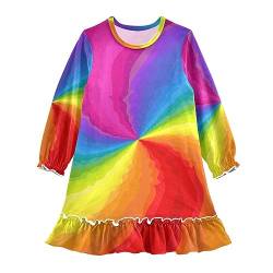 Anantty Mädchen Nachthemd Abstrakt Regenbogen Langarm Schlafanzug Kleider Nachtwäsche Nightdress Pyjamas von Anantty