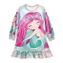 Anantty Mädchen Nachthemd Schön Tier Meerjungfrau Mädchen Langarm Schlafanzug Kleider Nachtwäsche Nightdress Pyjamas von Anantty