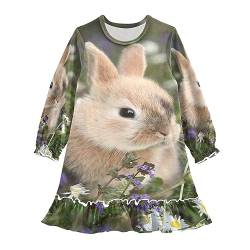 Anantty Mädchen Nachthemd Süß Häschen Hase Langarm Schlafanzug Kleider Nachtwäsche Nightdress Pyjamas von Anantty