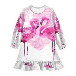 Anantty Mädchen Nachthemd Tier Flamingo im Liebe Langarm Schlafanzug Kleider Nachtwäsche Nightdress Pyjamas von Anantty