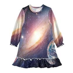 Anantty Mädchen Nachthemd Universum Galaxis Weltraum Langarm Schlafanzug Kleider Nachtwäsche Nightdress Pyjamas von Anantty