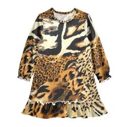Anantty Mädchen Nachthemd Wild Tiger Leopard Druck Langarm Schlafanzug Kleider Nachtwäsche Nightdress Pyjamas von Anantty