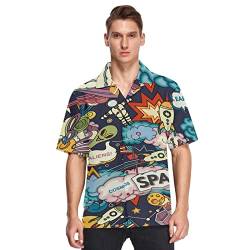 Herren Hawaiihemd Universum Weltraum Astronaut Planets Stars Casual Kurzarm Hawaiihemd Urlaub Sommer Aloha Bedruckter Strand Beilaufig Hawaii Hemd von Anantty