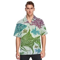 Herren Hawaiihemd Unterwasser Abstrakter Fisch Casual Kurzarm Hawaiihemd Urlaub Sommer Aloha Bedruckter Strand Beilaufig Hawaii Hemd von Anantty