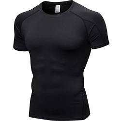 Anawakia Herren-Kompressionsshirt, kurzärmelig, kühl, trocken, athletisch, Kompressions-T-Shirt für Herren, Workout-Shirt (Black Blackline, X-Large) von Anawakia