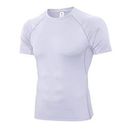 Anawakia Kurzarm-Kompressionsshirt für Herren, sportlich, Workout, T-Shirt, Baselayer, Weiß, X-Groß von Anawakia
