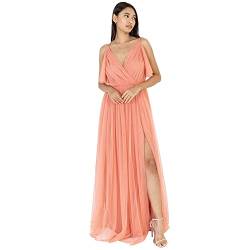 Anaya with Love Damen Dress Maxi Short Sleeve Cami V Neckline Long Length Empire Waist, Coral Pink,42 von Anaya with Love
