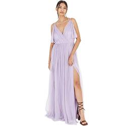 Anaya with Love Damen Dress Maxi Short Sleeve Cami V Neckline Long Length Empire Waist, Moody Lilac,44 von Anaya with Love