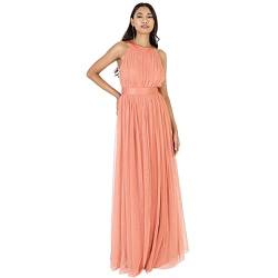 Anaya with Love Damen Ladies Maxi Dress for Women Halter Neck Long Sleeveless with Belt A Line Evening Gown Ball Prom Wedding Guest Bridesmaid Kleid, Coral Pink, 52 von Anaya with Love