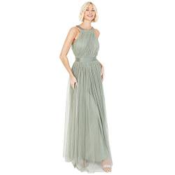 Anaya with Love Damen Ladies Maxi Dress for Women Halter Neck Long Sleeveless with Belt A Line Evening Gown Ball Prom Wedding Guest Bridesmaid Kleid, Forest Green, von Anaya with Love