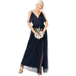 Anaya with Love Damen Ladies Women Dress Maxi Short Sleeve Cami V Neckline Long Length Empire Waist Bridesmaid Wedding Guest Prom Kleid, Navy Blue, 44 von Anaya with Love