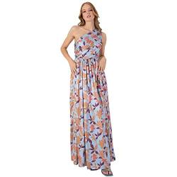 Anaya with Love Damen Ladies Womens Maxi Dress with Slit Split One Shoulder Sleeveless Long Floral for Wedding Guest Summer Evening Gown Kleid, Blue, 34 von Anaya with Love