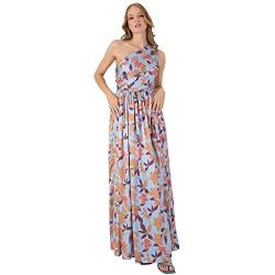 Anaya with Love Damen Ladies Womens Maxi Dress with Slit Split One Shoulder Sleeveless Long Floral for Wedding Guest Summer Evening Gown Kleid, Blue, 40 von Anaya with Love