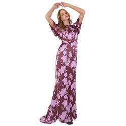 Anaya with Love Damen Maxi Dress For Women Ladies V Open Back Crew Neckline Tie Belt Floral Pattern Mermaid Cut Flutter Sh Kleid, Lila, 48 EU von Anaya with Love