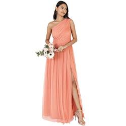 Anaya with Love Damen Womens Ladies Maxi One Cold Shoulder Dress with Slit Split Sleeveless Prom Wedding Guest Bridesmaid Ball Evening Gown Kleid, Coral Pink, 40 von Anaya with Love