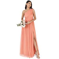 Anaya with Love Damen Womens Ladies Maxi One Cold Shoulder Dress with Slit Split Sleeveless Prom Wedding Guest Bridesmaid Ball Evening Gown Kleid, Coral Pink, 44 von Anaya with Love