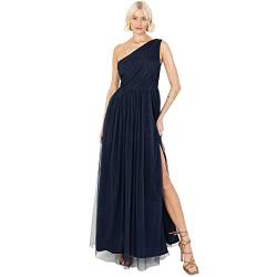 Anaya with Love Damen Womens Ladies Maxi One Cold Shoulder Dress with Slit Split Sleeveless Prom Wedding Guest Bridesmaid Ball Evening Gown Kleid, Navy Blue, 38 von Anaya with Love