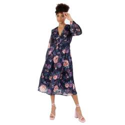 Anaya with Love Women's Midi Dress Ladies Long Sleeves V-Neck Floral Print A-line for Wedding Guest Evening Occasion Party, Navy, 44 von Anaya with Love