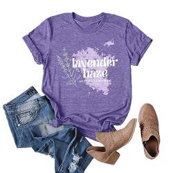 Anbech Damen-T-Shirt, niedlich, grafisch, inspirierender Druck, Lehrer, lässiges Oberteil, 01 Lavendel, X-Groß von Anbech