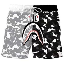 Shark Camo Unisex Hose Sport Hose Freizeit Shorts Strand Shorts Badehose, B, XX-Large von Anbiove