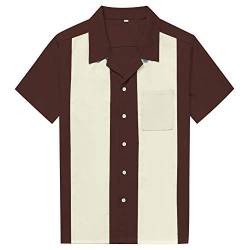 Anchor MSJ Herren-Shirt, 50er-Jahre-Stil, Retro, Camp, Rockabilly-Stil, Baumwolle, kurzärmelig, Fifties Bowling, Freizeithemden - - XX-Large von Anchor MSJ