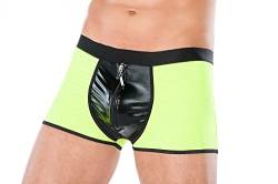 .Andalea Herren Dessous Boxer-Short schwarz gelb aus Wetlook Material mit Reißverschluss Männer Shorts Unterwäsche Größe: S/M von .Andalea