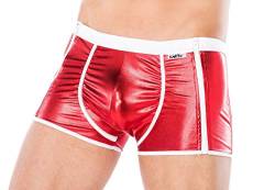 Andalea Herren Dessous Boxer-Shorts rot aus Wetlook Material mit weißem Reißverschluss Männer Shorts Unterwäsche Größe: L/XL von Andalea