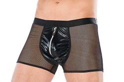 Andalea Herren Dessous Boxer-Shorts schwarz aus Wetlook Material mit Reißverschluss Männer Shorts Unterwäsche Größe: 4XL/5XL von Andalea