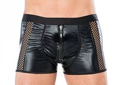 Andalea Herren Dessous Boxer-Shorts schwarz aus Wetlook Material mit Reißverschluss Männer Shorts Unterwäsche Größe: 4XL/5XL von Andalea