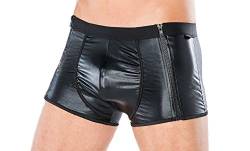 Andalea Herren Dessous Boxershorts schwarz aus Wetlook Material mit Reißverschluss Männer Shorts Unterwäsche Größe: 2XL/3XL von Andalea